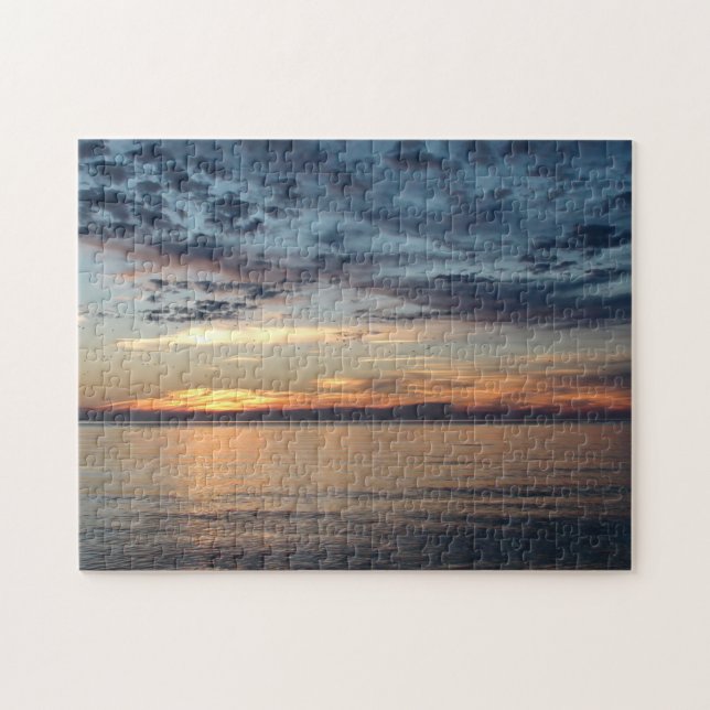 Puzzle Hermosa puesta de sol oceánica con nubes entrando (Horizontal)