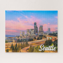 Puzzle Hermosa puesta de sol sobre Seattle, Washington