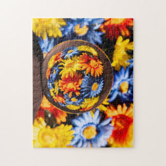 Puzzle Hermosa Reflexión de Flor Orb Colorida