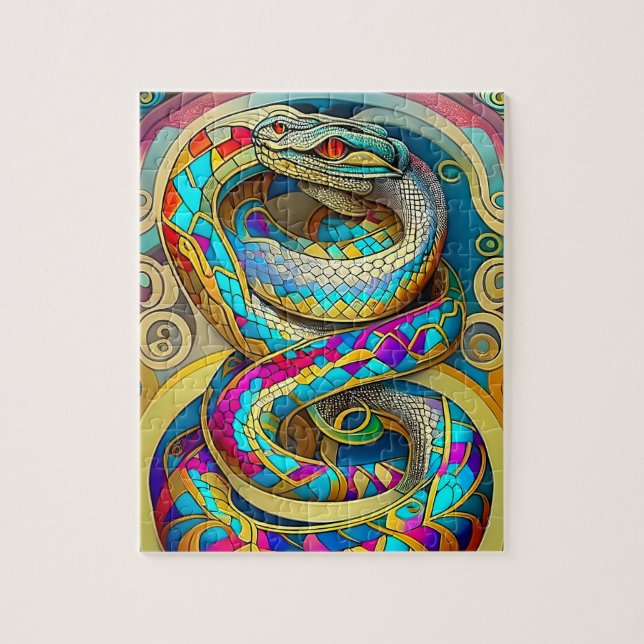 Puzzle Hermosa serpiente decorativa Art Deco (Vertical)