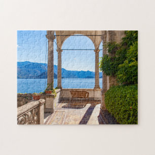 Puzzle Hermosa terraza en el lago de Como, Lombardía, Ita