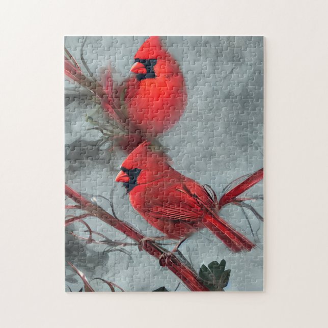 Puzzle Hermosas aves cardinales (Vertical)