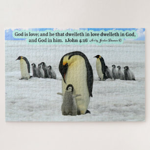 Puzzle Hermosas Escrituras Pingüinas 1 Juan 4:16