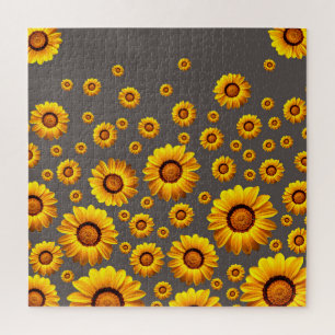 Puzzle Hermosas flores amarillas sobre fondo gris