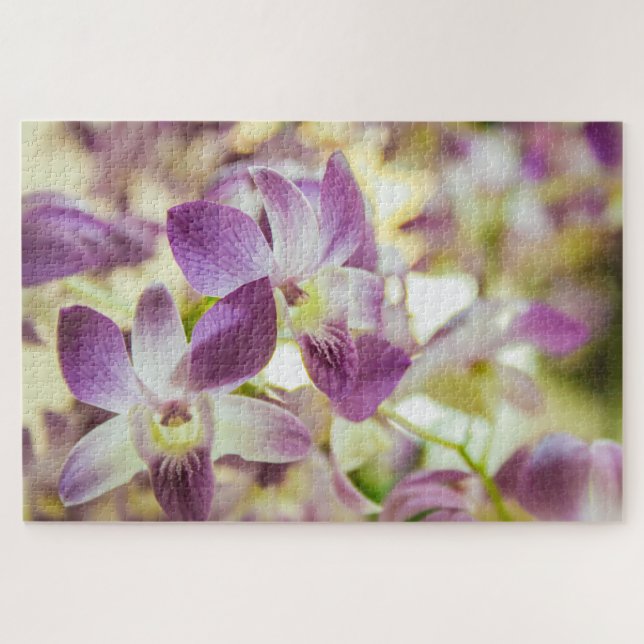 Puzzle Hermosas flores blancas y violetas (Horizontal)