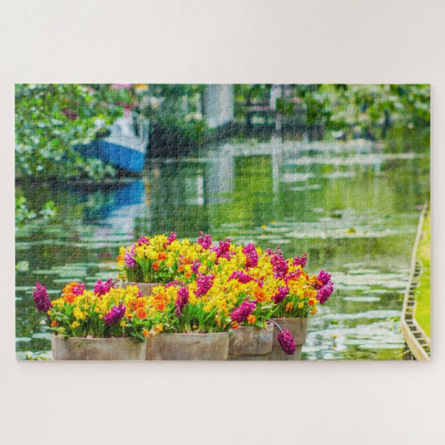 Puzzle Hermosas flores con agua, Países Bajos (Horizontal)