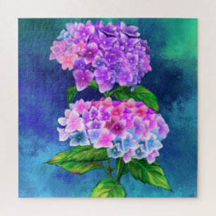 Puzzle Hermosas flores de Hydrangea - Arte de pintura mez