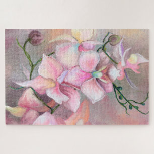 Puzzle Hermosas flores de orquídeas rosadas - Pintura ori