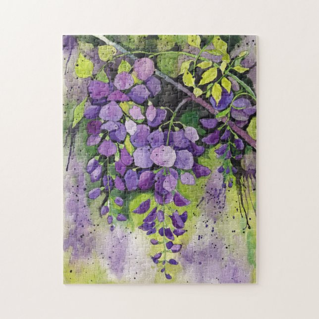 Puzzle Hermosas Flores De Wisteria En Acuarela (Vertical)