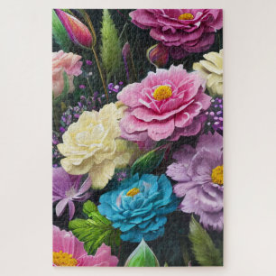 Puzzle Hermosas flores mixtas coloridas rosas