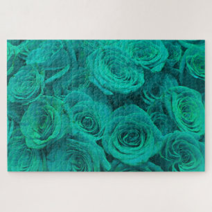 Puzzle Hermosas flores verde azuladas de rosas verdes ver