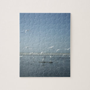 Puzzle Hermosas grullas volando sobre el ballet de la nat