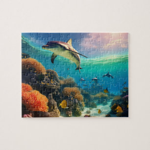 Puzzle Hermosas vistas acuáticas de los delfines
