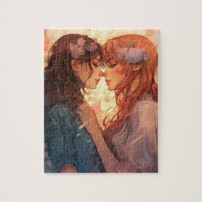 Puzzle Hermoso amor de dos Chicas animadoras lesbianas (Vertical)