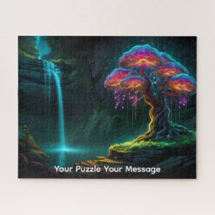 Puzzle Hermoso árbol florecido de cascada brillante de ne