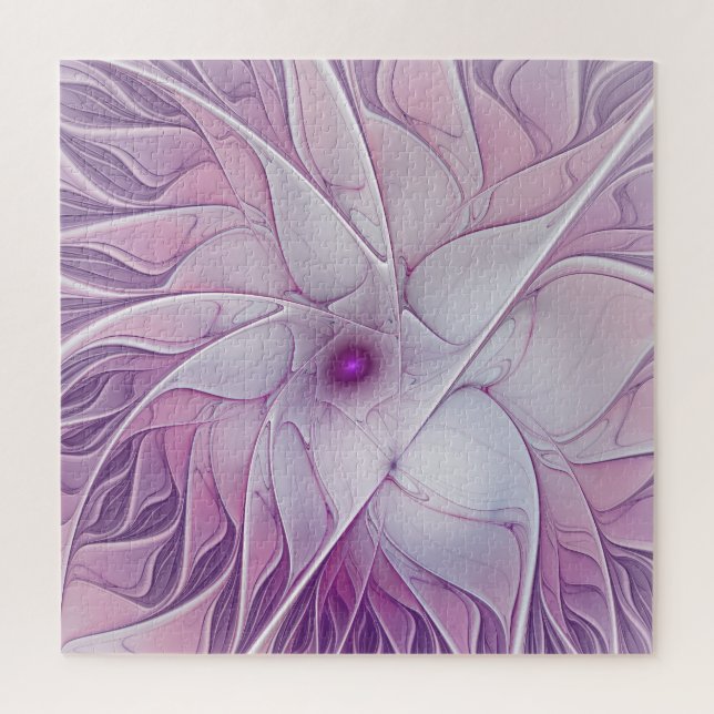 Puzzle Hermoso Arte Abstracto Fractal de Flor Rosa (Vertical)