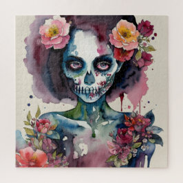 Puzzle Hermoso arte de acuarela floral zombi