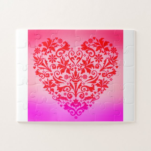 Puzzle Hermoso arte de corazón rojo (Horizontal)