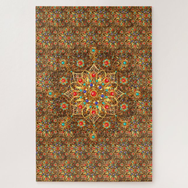 Puzzle Hermoso arte de flores de Mandala (Vertical)