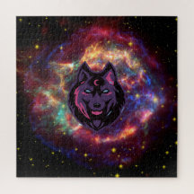 Hermoso Arte Gráfico Lobo, Fondo Galaxy