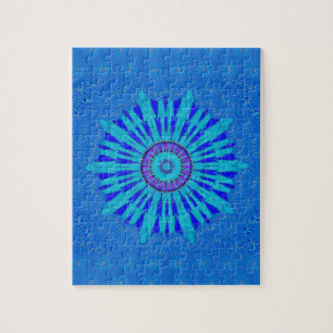 Puzzle Hermoso Arte Impreso de Mandala Azul Real