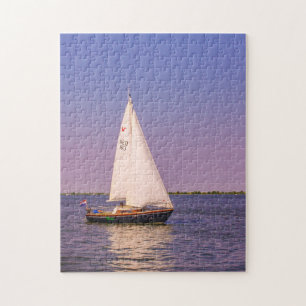 Puzzle Hermoso barco de vela al atardecer, Países Bajos