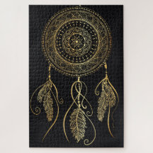 Hermoso Black Gold Dream Catcher Mandala