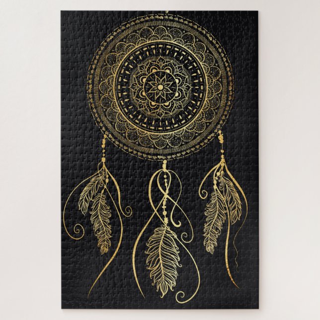 Puzzle Hermoso Black Gold Dream Catcher Mandala (Vertical)