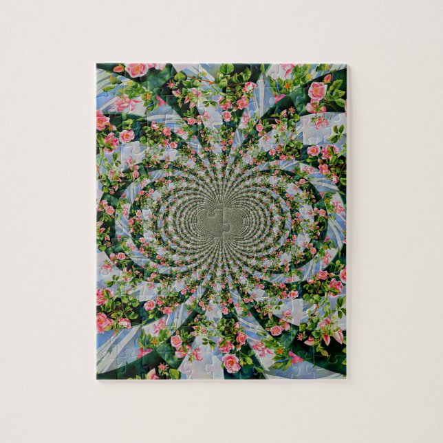 Puzzle Hermoso boho rosa, rosas rojas, acuarela floral (Vertical)