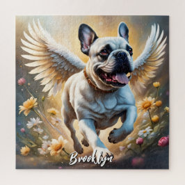 Puzzle Hermoso Bulldog francés y alas ángel