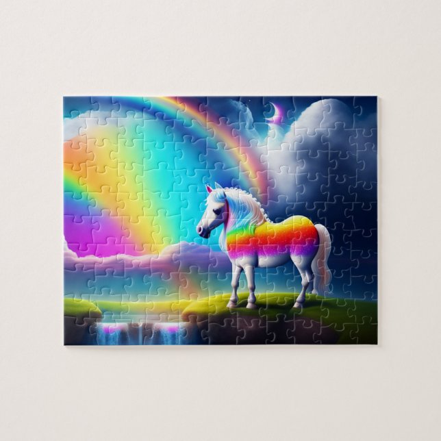 Puzzle Hermoso caballo blanco (Horizontal)