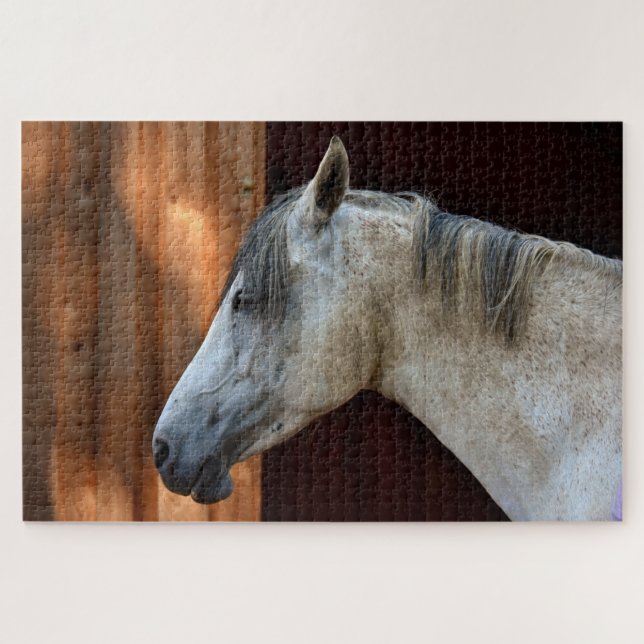 Puzzle Hermoso caballo blanco (Horizontal)