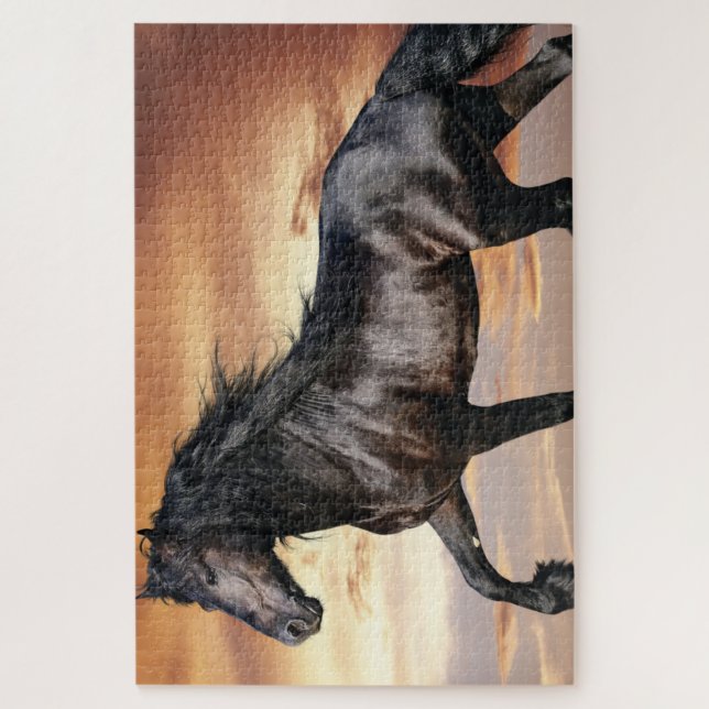 Puzzle Hermoso caballo negro (Vertical)