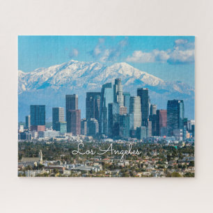 Puzzle Hermoso centro de Los Ángeles con capa de nieve en