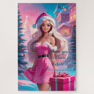 Puzzle Hermoso Chica de Navidades rosados 01