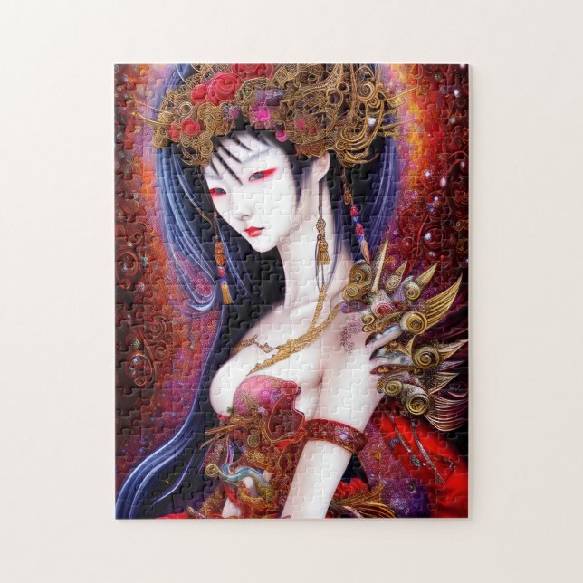 Puzzle Hermoso Chica japonés Gótico Fantasía Triptych (Vertical)