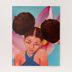 PUZZLE HERMOSO CHICA NEGRO AFRO PUFF NATURAL