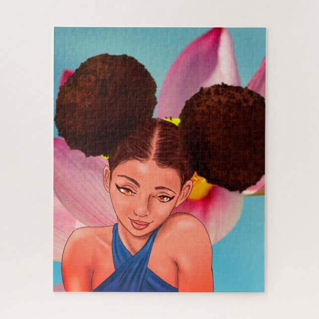PUZZLE HERMOSO CHICA NEGRO AFRO PUFF NATURAL (Vertical)