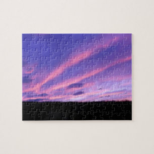 Puzzle Hermoso cielo de puesta de sol morada nubes escena