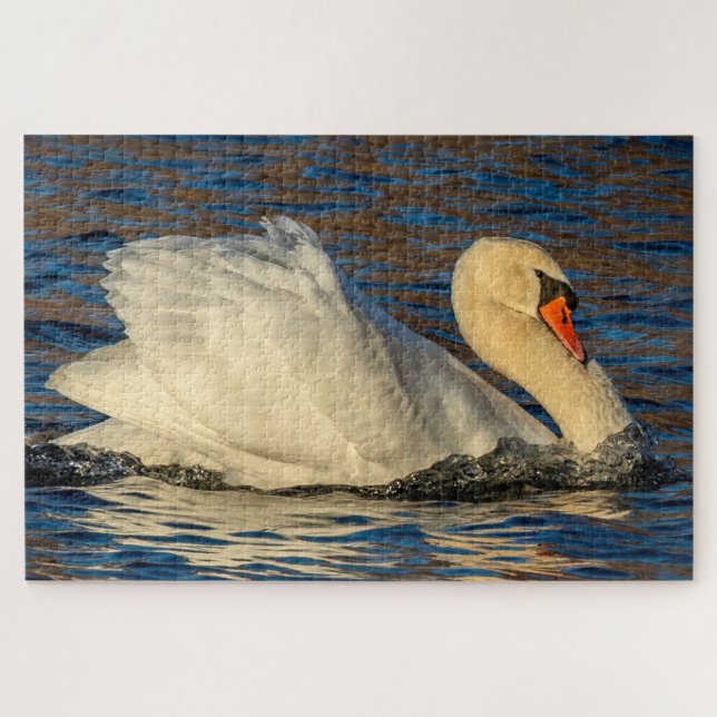 Puzzle Hermoso cisne y agua azul (Horizontal)