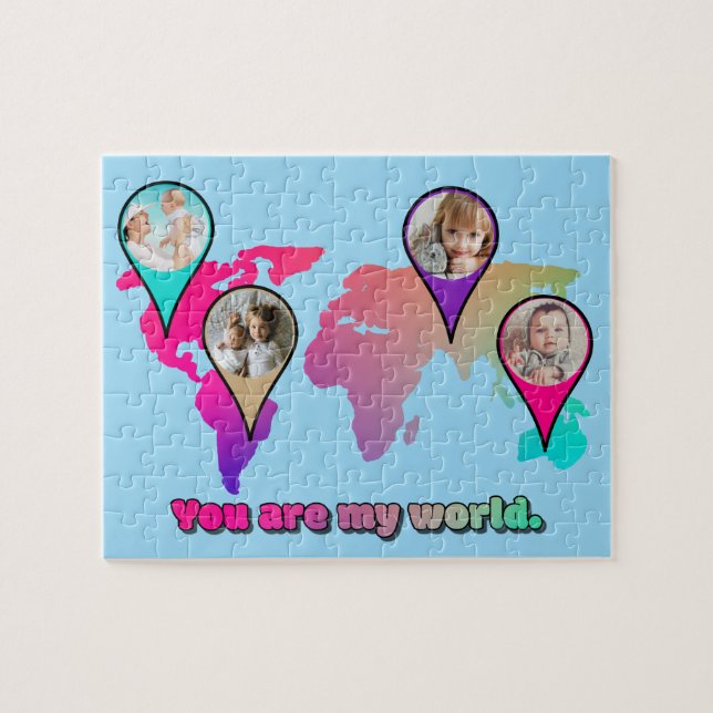 Puzzle Hermoso Collage de fotos del Mapa Mundial Multicol (Horizontal)