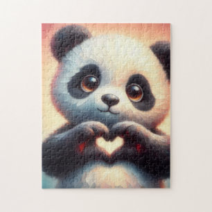 Puzzle Hermoso corazón de amor Panda