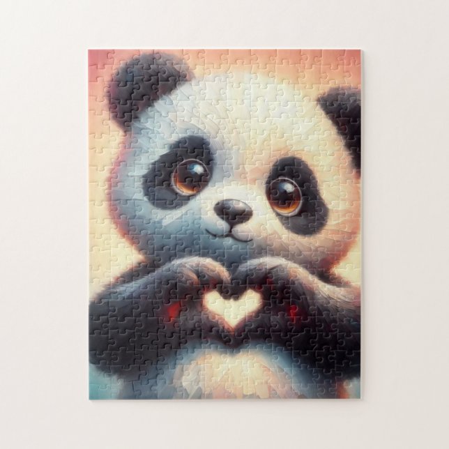 Puzzle Hermoso corazón de amor Panda (Vertical)