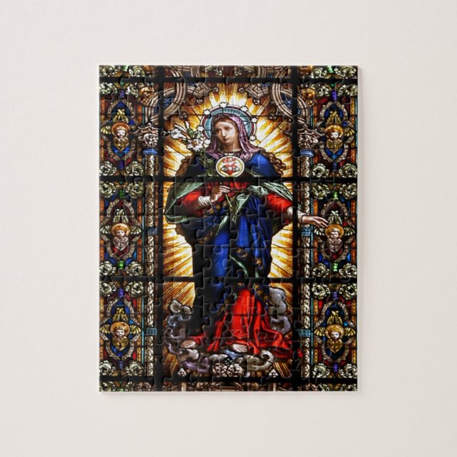 Puzzle Hermoso Corazón Sagrado Religioso de la Virgen Mar (Vertical)