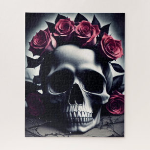 Puzzle Hermoso cráneo Rosa Oscuro y Gótico