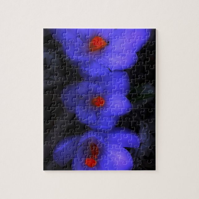 Puzzle Hermoso cromo azul morado florece (Vertical)