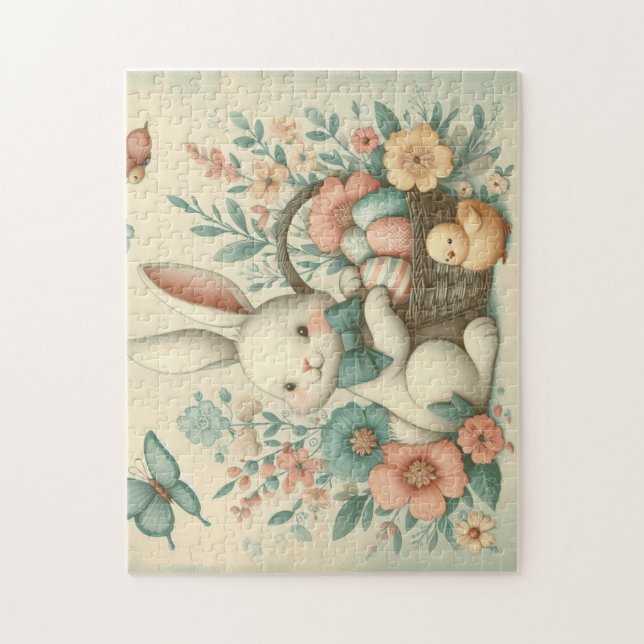 Puzzle Hermoso de Pascua y pollo (Vertical)