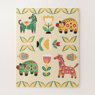 Puzzle Hermoso diseño botánico con patrón pastel de anima