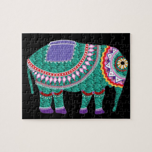 Puzzle Hermoso elefante ornato (Horizontal)