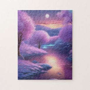 Puzzle Hermoso fondo morado en una noche de invierno